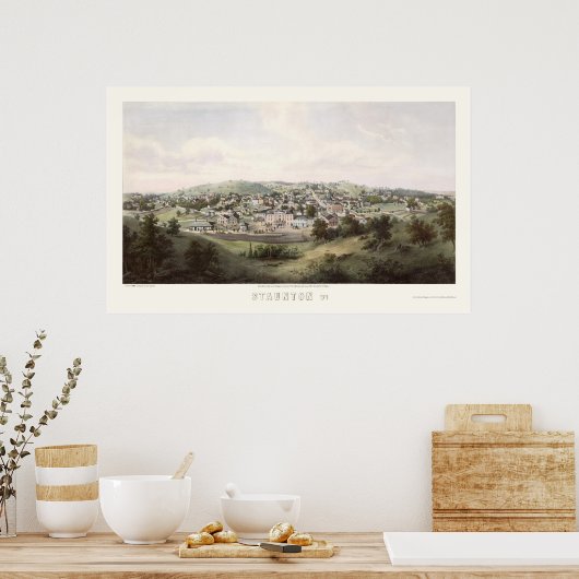 Staunton, VA Panoramic Map - 1857 Poster (Keuken)