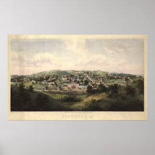 Staunton Virginia 1857 Antiek Panorama Poster