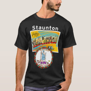 Staunton Virginia VA Large Letter Briefkaart State T-shirt