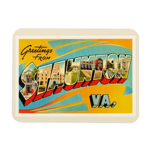 Staunton Virginia VA Old Vintage Travel Briefkaart Magneet (Horizontaal)
