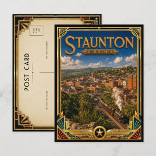Staunton Virginia Vintage Art Deco Gouden Tijdperk Briefkaart