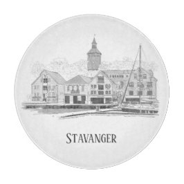Stavanger Noorwegen Mooie Straatbeeld Tekening Snijplank