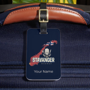 Stavanger Noorwegen Retro Stadsplattegrond  vakant Bagagelabel