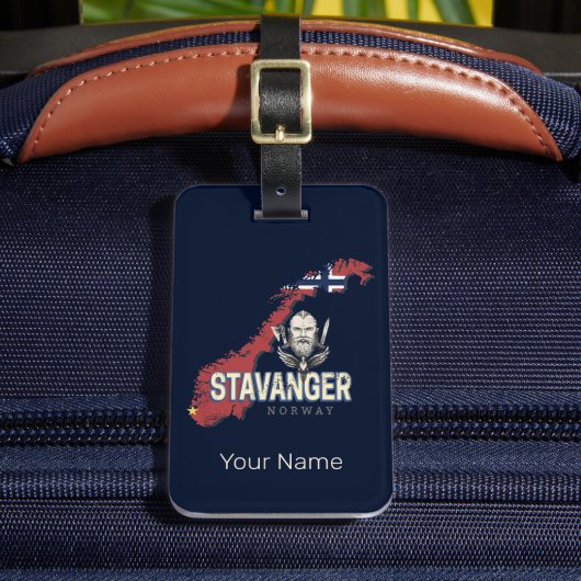 Stavanger Noorwegen Retro Stadsplattegrond  vakant Bagagelabel (Voorkant Insitu 2)