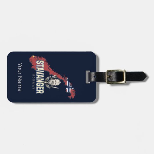 Stavanger Noorwegen Retro Stadsplattegrond  vakant Bagagelabel (Voorkant horizontaal)