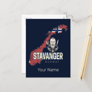Stavanger Noorwegen Retro Stadsplattegrond vakant Feestdagenkaart