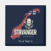 Stavanger Noorwegen Retro Stadsplattegrond  vakant Magneet (Voorkant)