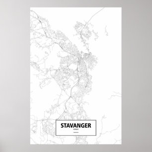 Stavanger, Noorwegen (zwart op wit) Poster