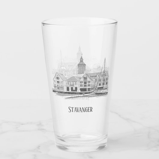 Stavanger Norway Beauful Streetscape Beer Glas (Voorkant)