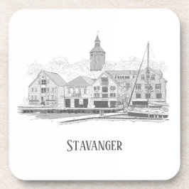 Stavanger Norway Beauful Streetscape Drawing Bier Onderzetter