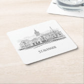 Stavanger Norway Beauful Streetscape Drawing Kartonnen Onderzetters (Schuin)