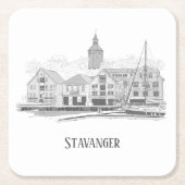 Stavanger Norway Beauful Streetscape Drawing Kartonnen Onderzetters (Voorkant)