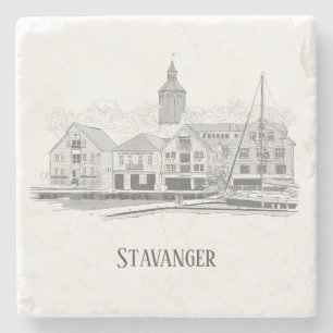 Stavanger Norway Beauful Streetscape Drawing Stenen Onderzetter