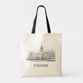 Stavanger Norway Beauful Streetscape Drawing Tot Tote Bag (Achterkant)