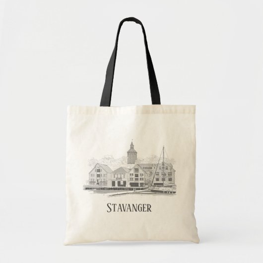 Stavanger Norway Beauful Streetscape Drawing Tot Tote Bag (Voorkant)