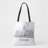 Stavanger Norway Beauful Streetscape Drawing Tot Tote Bag (Voorkant)