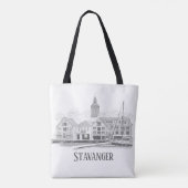 Stavanger Norway Beauful Streetscape Drawing Tot Tote Bag (Achterkant)
