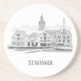 Stavanger Norway Beauful Streetscape Drawing Zandsteen Onderzetter