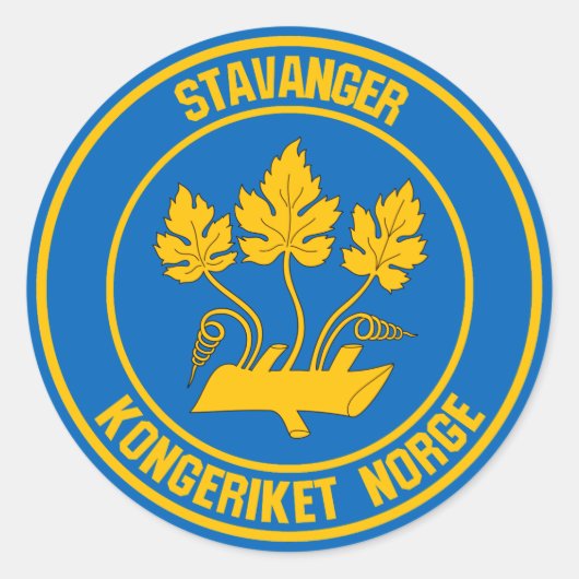 Stavanger Round Emblem Ronde Sticker (Voorkant)