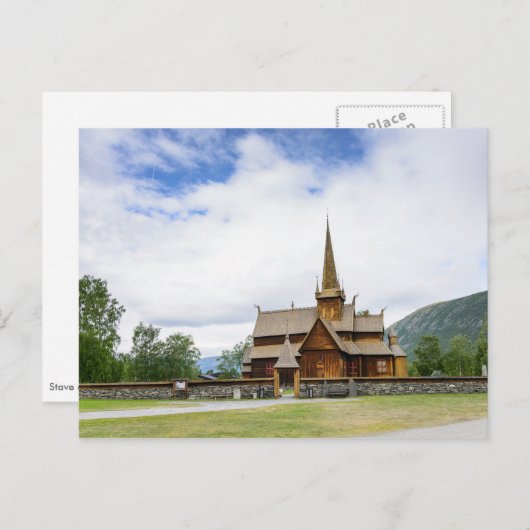 Stave-kerk in Lom, briefkaart Noorwegen (Voorkant / Achterkant)