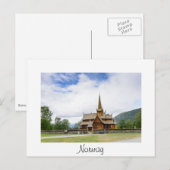 Stave-kerk in Lom, briefkaart witte tekst Noorwege (Voorkant / Achterkant)