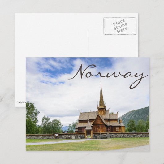 Stave-kerk in Lom, Noorwegen, briefkaart tekst (Voorkant / Achterkant)