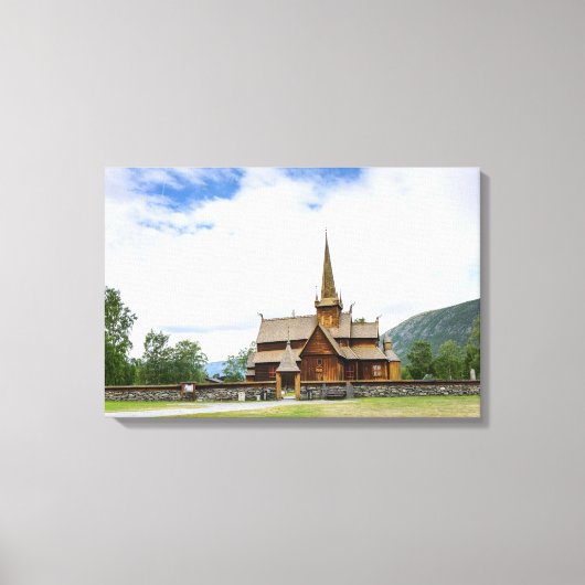 Stave kerk in Lom, Noorwegen canvas print (Voorkant)