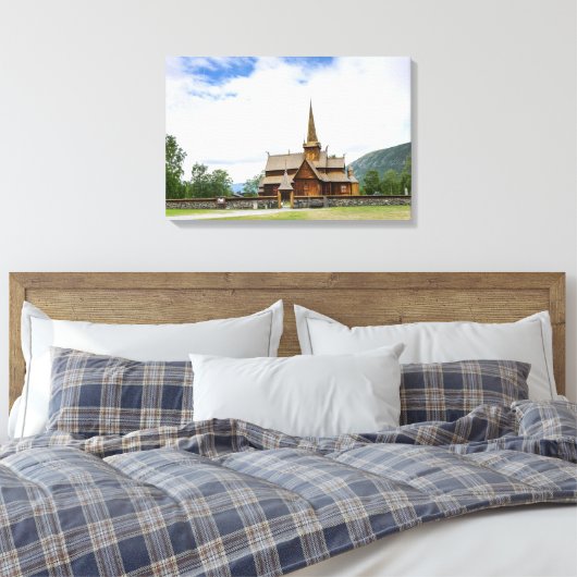 Stave kerk in Lom, Noorwegen canvas print (Insitu (Slaapkamer))