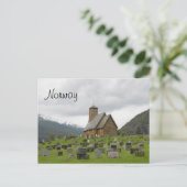 Stave-kerk met begraafplaats briefkaart met Noorwe (Staand voorkant)