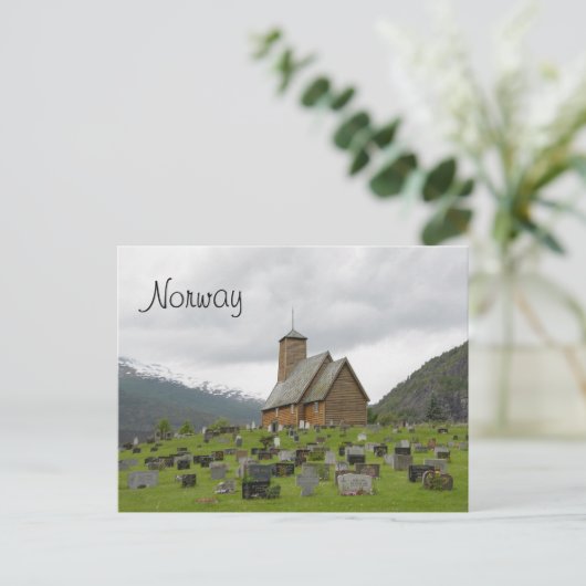 Stave-kerk met begraafplaats briefkaart met Noorwe (Staand voorkant)