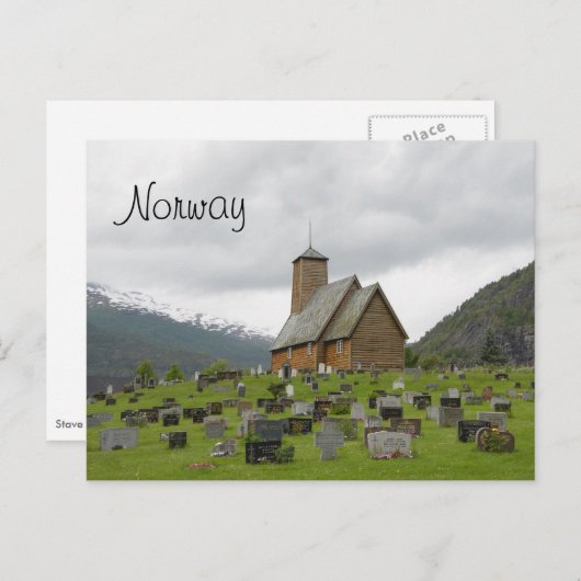 Stave-kerk met begraafplaats briefkaart met Noorwe (Voorkant / Achterkant)