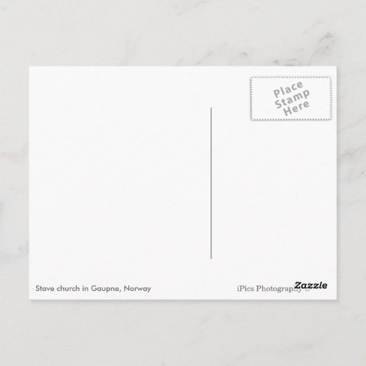 Stave-kerk met begraafplaats in het briefkaart Noo (Achterkant)