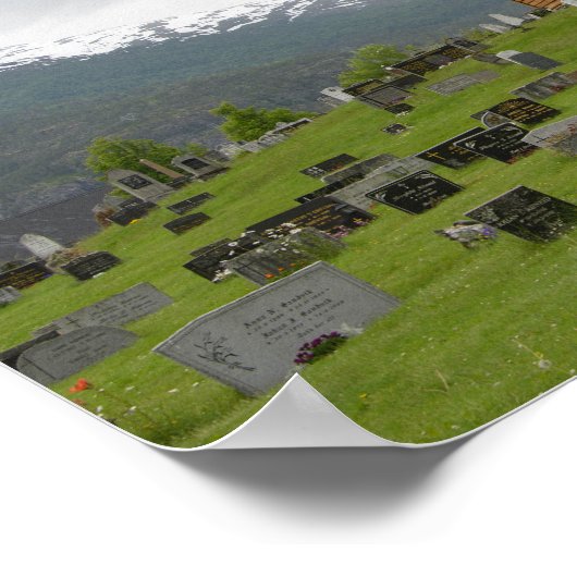 Stave-kerk met begraafplaats in het poster Noorweg (Hoek)