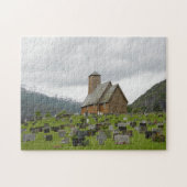 Stave-kerk met begraafplaats in Noorwegen Legpuzzel (Horizontaal)