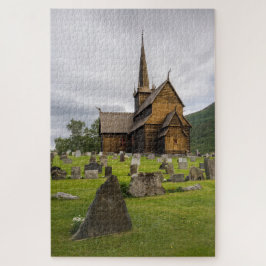 Stave-kerk met begraafplaats in Noorwegen Legpuzzel