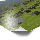 Stave-kerk met begraafplaats op Noorse foto Foto Afdruk (Hoek)