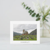 Stave-kerk met begraafplaats wit briefkaart (Staand voorkant)