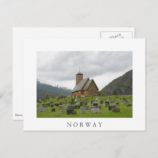 Stave-kerk met begraafplaats wit briefkaart (Voorkant / Achterkant)