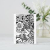 Staven onder lamppennen en inktillustratie briefkaart (Staand voorkant)