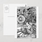 Staven onder lamppennen en inktillustratie briefkaart (Voorkant / Achterkant)