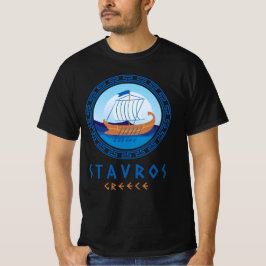 Stavros, Griekenland Grieks scheepsontwerp Heren T-shirt
