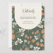 Stawberry Floral Baby shower Invitation Kaart (Achterkant)