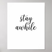 Stay Awhile Minimal Script Wall Art Poster (Voorkant)