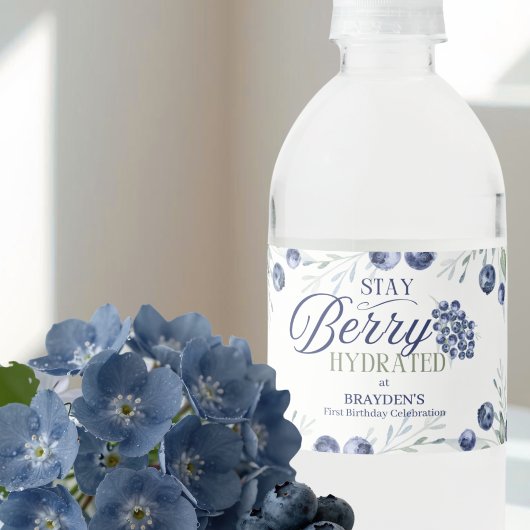 Stay Berry Hydrated First Birthday Waterfles Etiket
