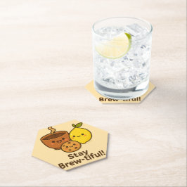 Stay Brew-tiful – Cute Coffee, Lemon & Cookie  Kartonnen Onderzetters