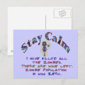Stay Calm Zombies zijn dood Briefkaart (Voorkant / Achterkant)