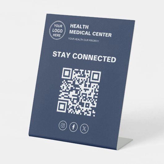 Stay Connected Medical Clinic Healthcare Logo Reclamebord Met Voetstuk (Voorkant)