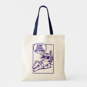 Stay Cool Be Kind Chill Cat Positivity Tote Bag (Achterkant)