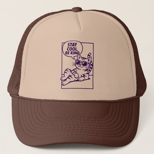 Stay Cool Be Kind Chill Cat Positivity Trucker Pet (Voorkant)