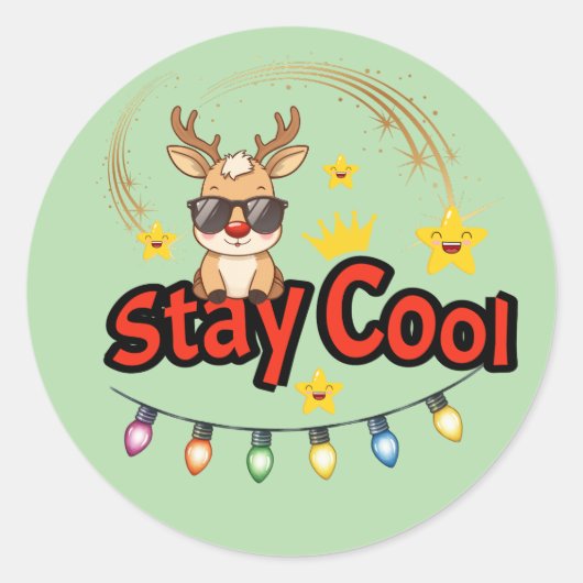 Stay Cool Christmas Reindeer Sticker (Voorkant)